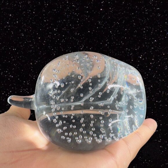 Vintage Gibson Clear Heavy Apple Fruit Figurine With Bullicante Small Bubbles - Picture 12 of 12